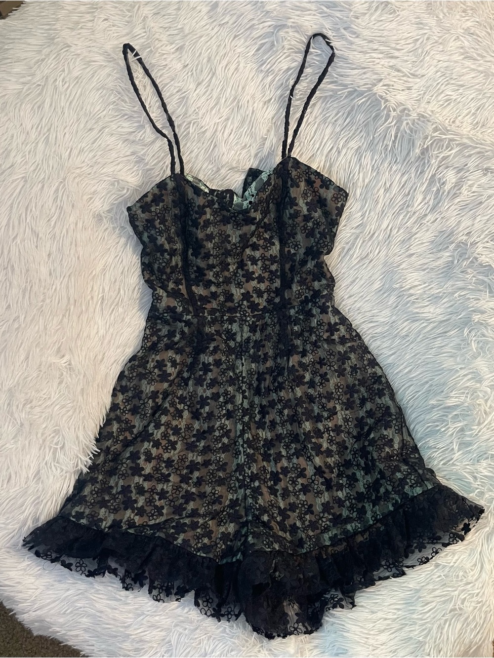Ruffle embroidered lace bohemian Backless romper